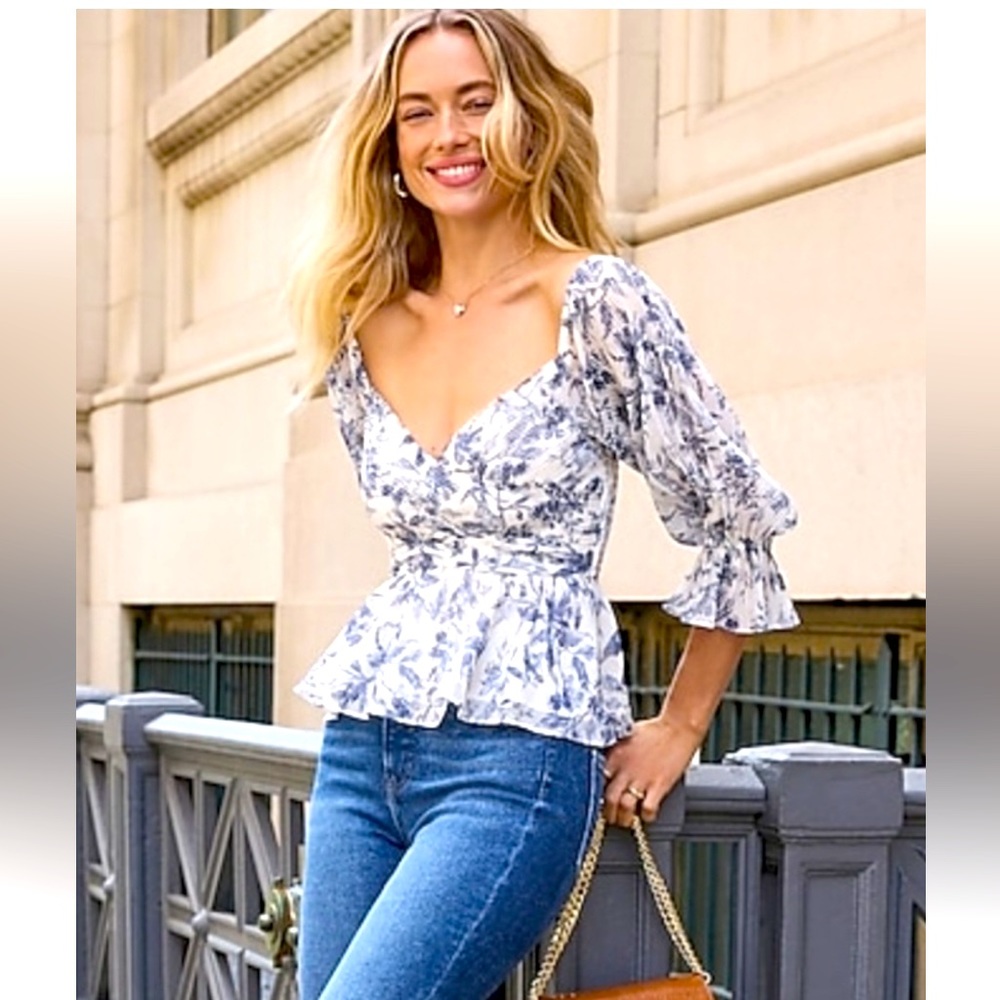 Express Smocked Peplum On/Off the Shoulder Blouse Top